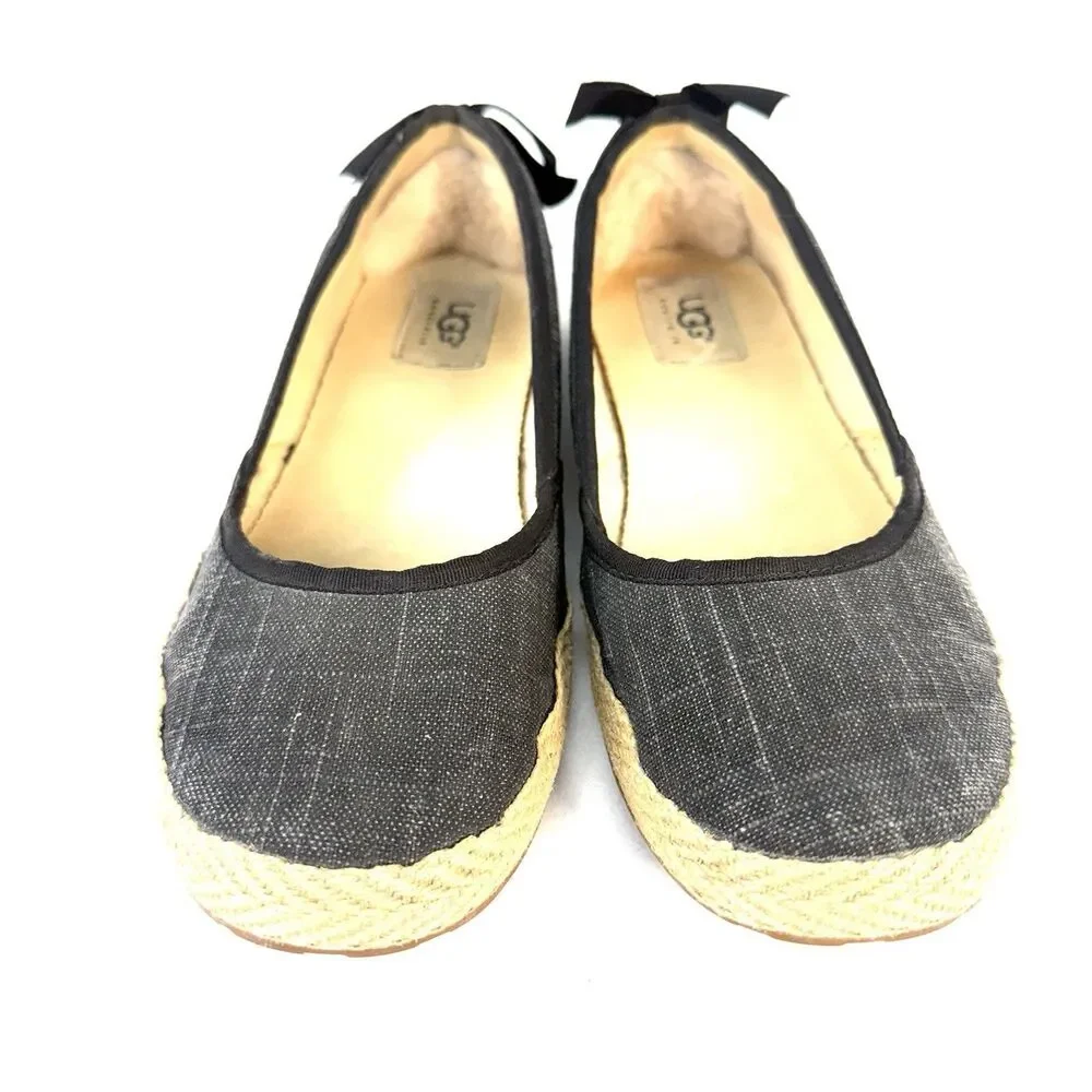 UGG Australia Indah Cotton Ballet Flats Black Gray 1003493 Women’s Size 7